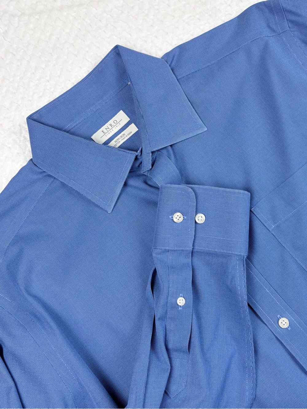 ENRO Dress Shirt Mens Blue Non-Iron Long Sleeve Size 16.5